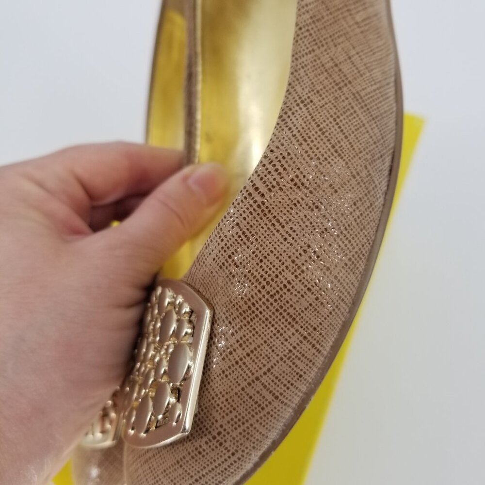 Joan and David Embellished Leather Ballet Flat - 6.5 - Cjanora Bronze & Gold - Picture 3 of 10